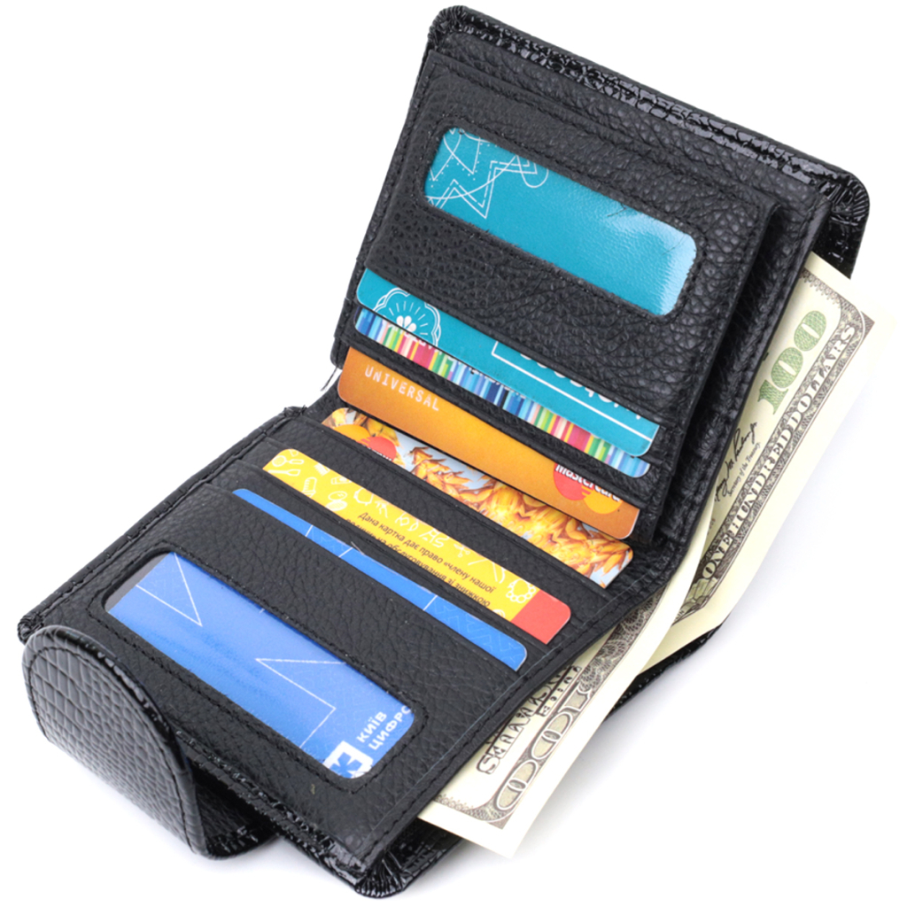 Гаманець ST Leather З натуральної шкіри Чорний (22686) - зображення 7