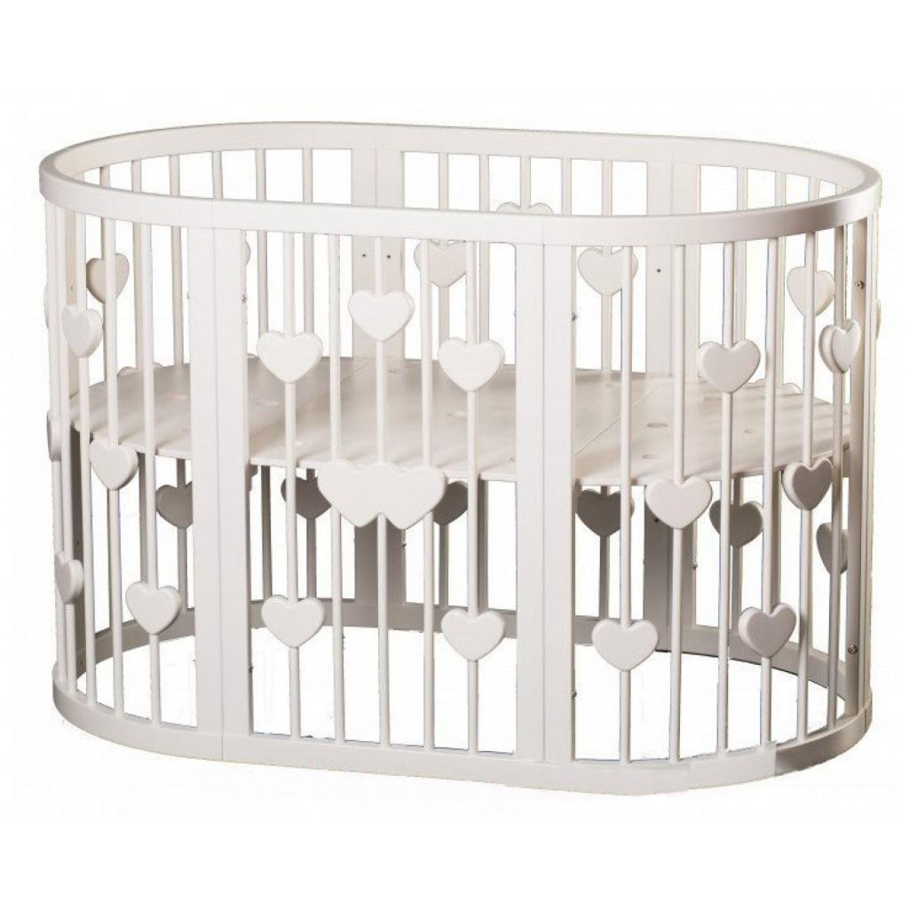 Ліжечко Ingvart SMART BED OVAL з сердечками молочний (2349001) - зображення 1