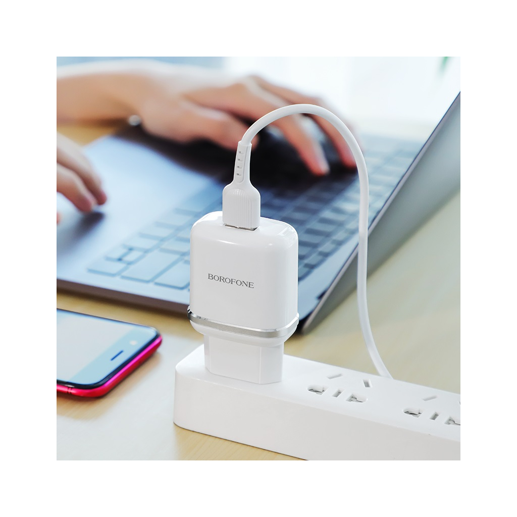 Зарядний пристрій BOROFONE BA36A High speed single port QC3.0 charger set(Micro) White (BA36AMW) - зображення 4