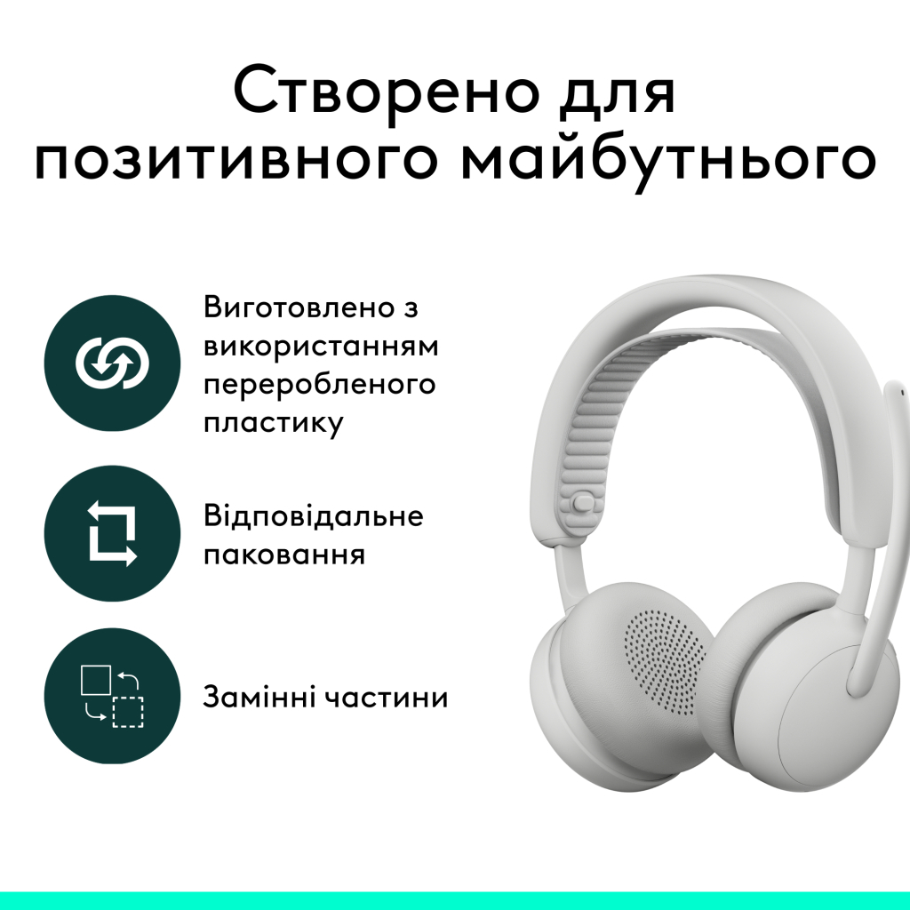Навушники Logitech Zone Wireless 2 ES for Business Off-White (981-001520) - зображення 12