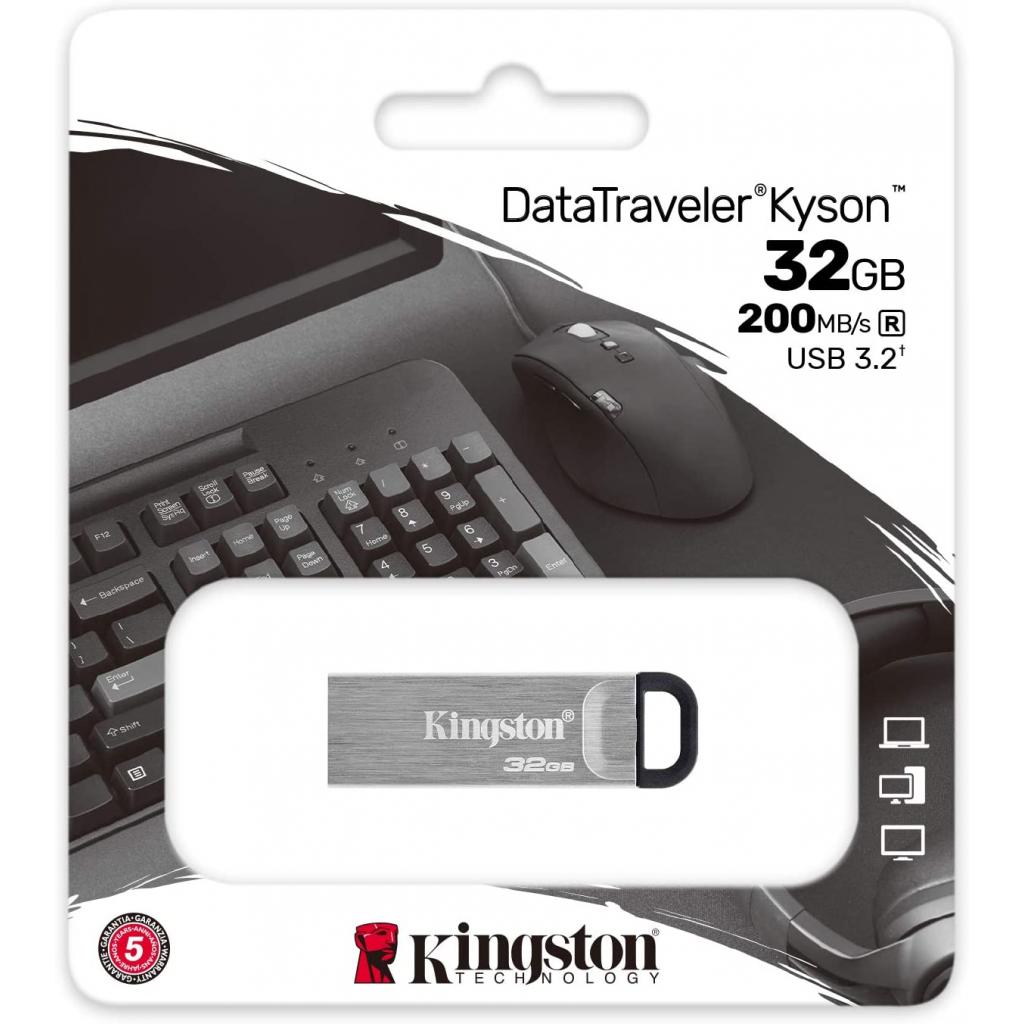 USB флеш накопичувач Kingston 32GB DT Kyson Silver/Black USB 3.2 (DTKN/32GB) - зображення 4