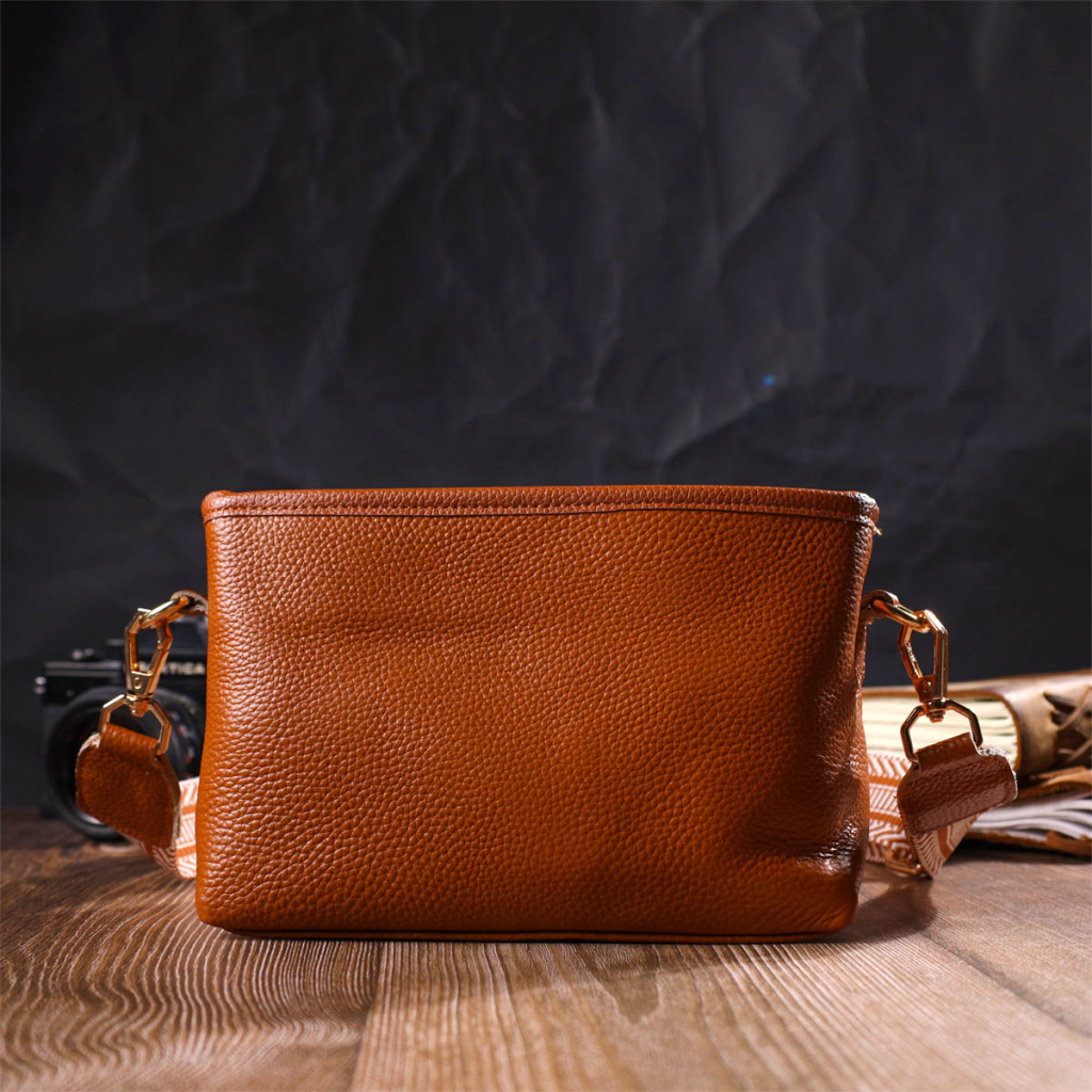 Сумка Vintage На плече з натуральної шкіри Руда (22139) - зображення 8