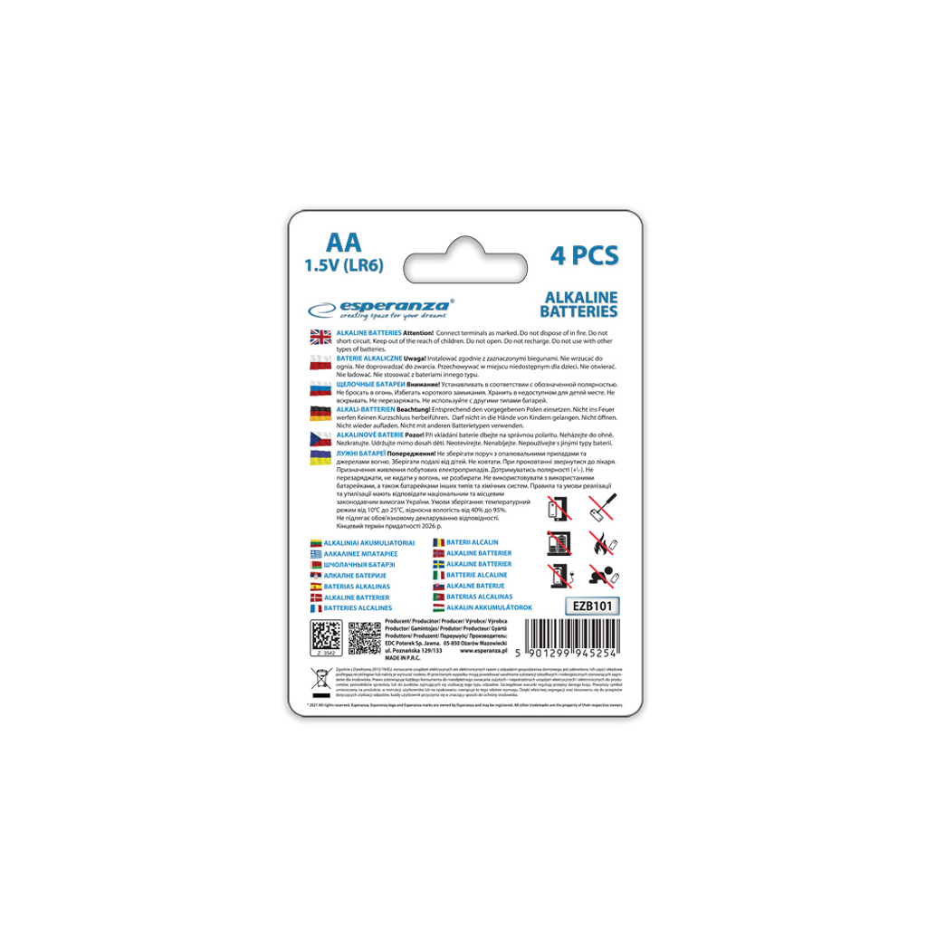 Батарейка Esperanza AA LR6 Alkaline * 4 (EZB101) - зображення 3