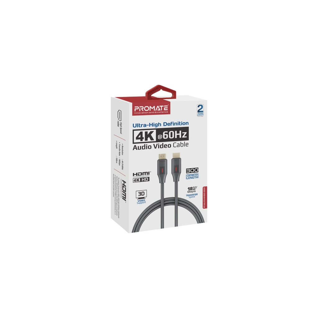Кабель мультимедійний HDMI to HDMI v.2.0 prolink4k60-300 Promate (prolink4k60-300) - изображение 2