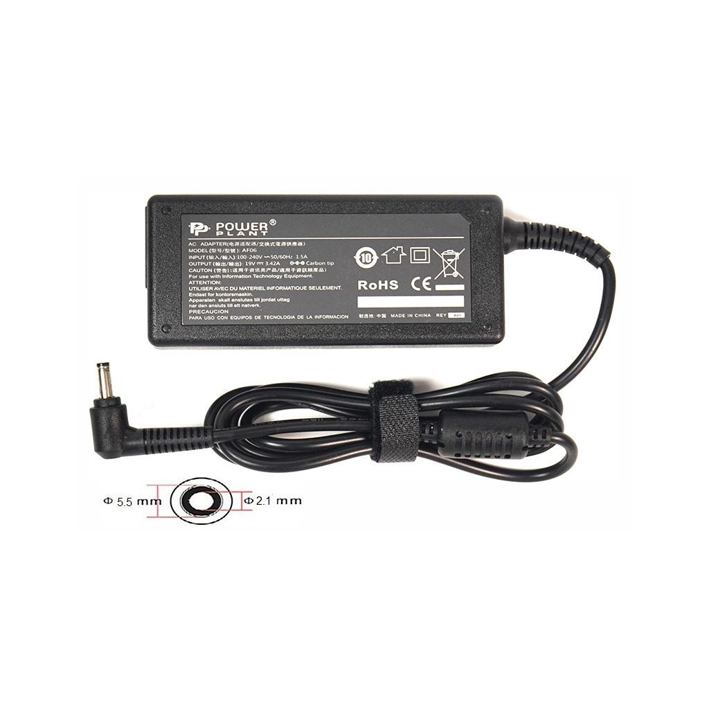 Блок живлення до ноутбуку PowerPlant ACER 220V, 19V 65W 3.42A (5.5*2.1) (AC65F5521) - зображення 1