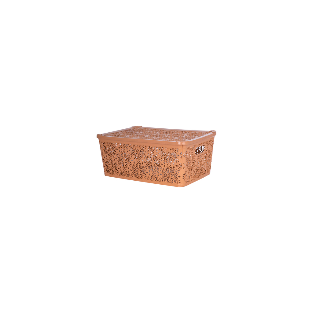 Кошик для зберігання Violet House 0404 №2 Ажур з кришкою Caramel 14 л (0404 №2 Ажур CAR з/кр. 14 л) - зображення 2