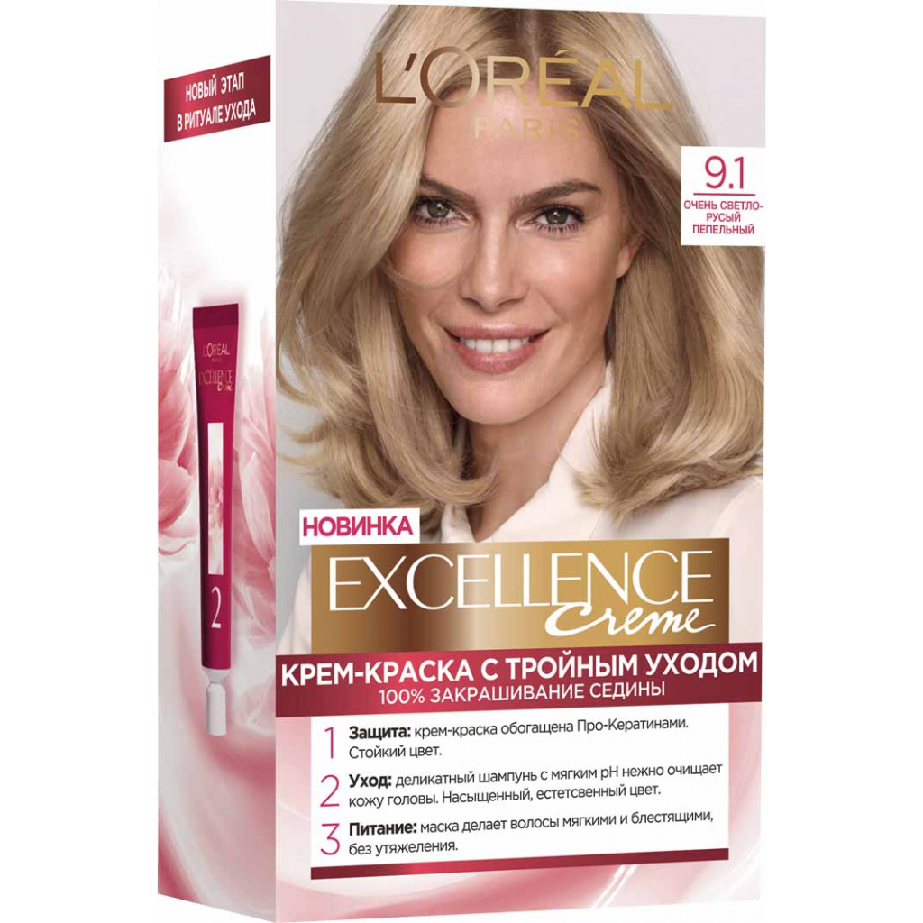 Фарба для волосся L'Oreal Paris Excellence 9.1 Дуже світло-русявий попелястий (3600523781218) - зображення 1