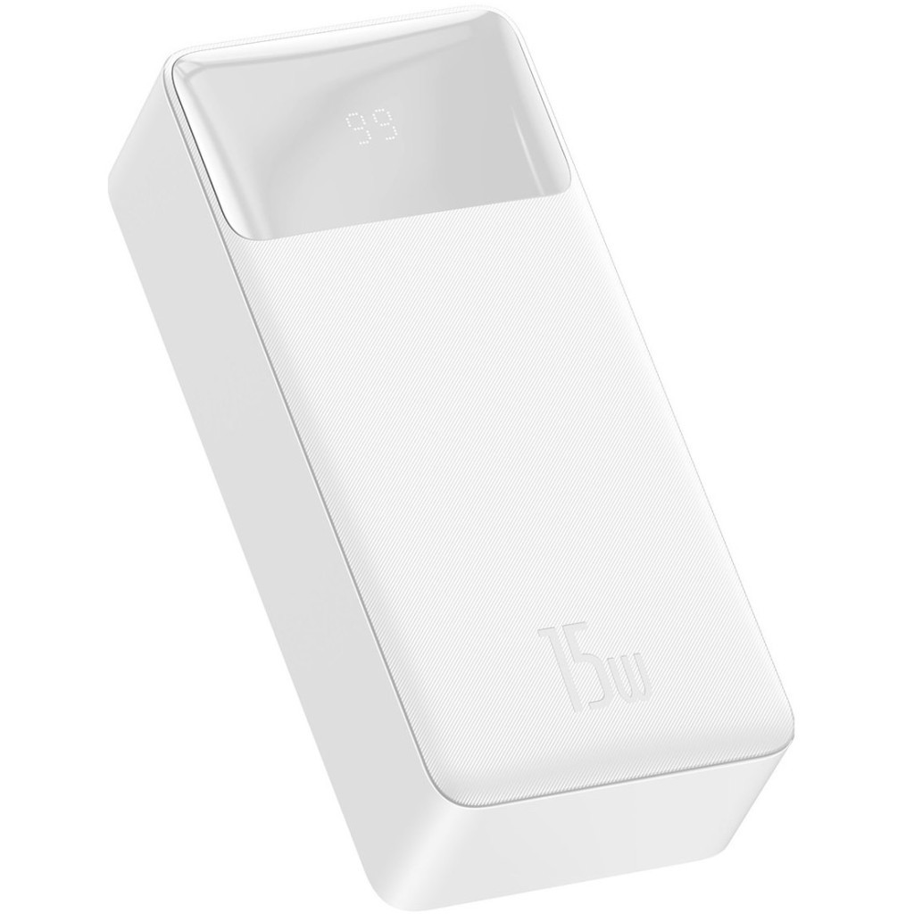 Батарея універсальна Baseus Bipow 30000mAh, 15W, USB-C/3A, 2*USB-A/3A(max.), +cable, white (PPBD050202) - изображение 2