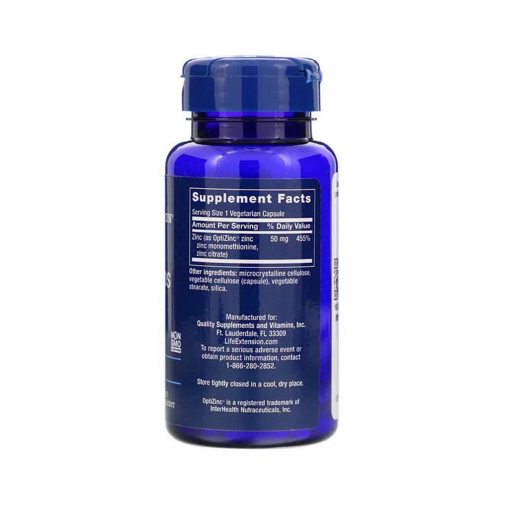 Мінерали Life Extension Цинк високої ефективності, Zinc Caps, High Potency, 50 мг, 9 (LEX-18139) - зображення 2