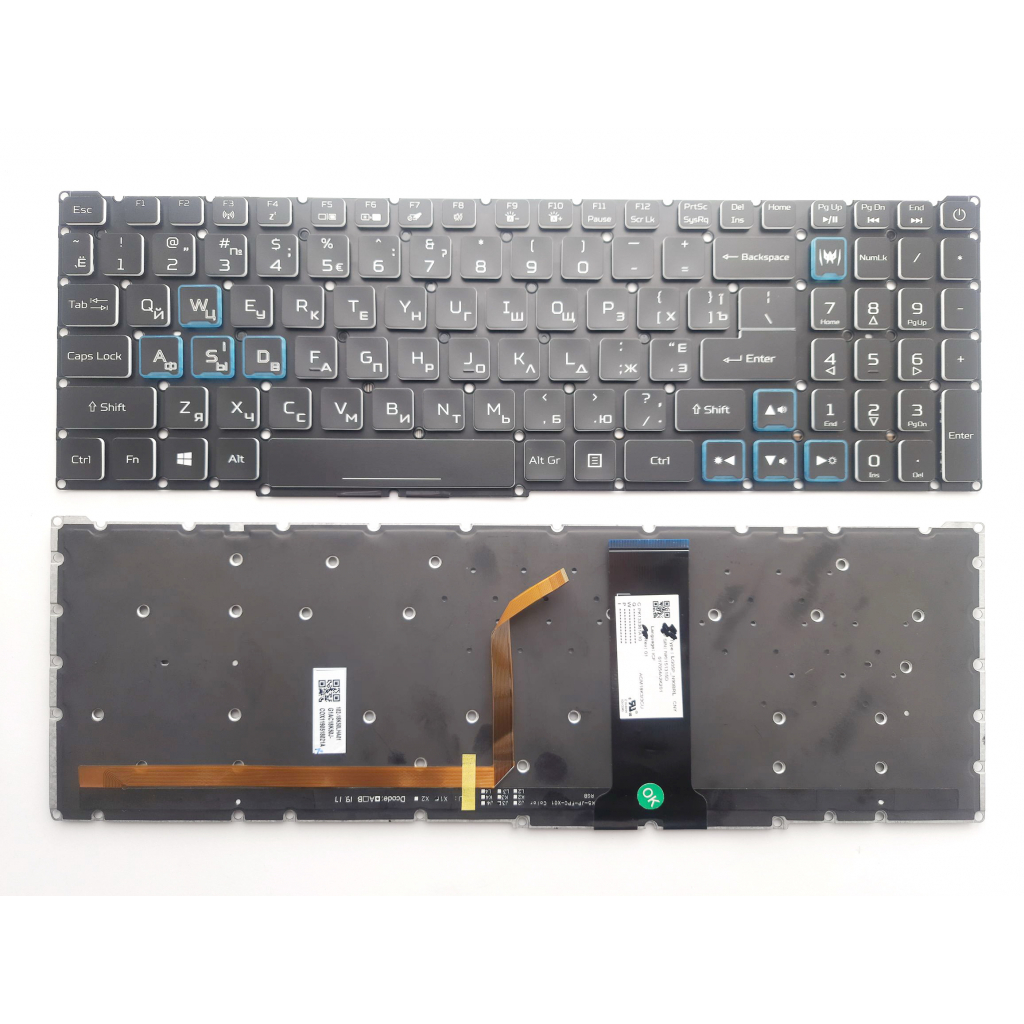 Клавіатура ноутбука Acer Nitro 4 AN515-43/AN515-54/AN517-51/AN715-51 черна з кольор п (A46210) - зображення 1