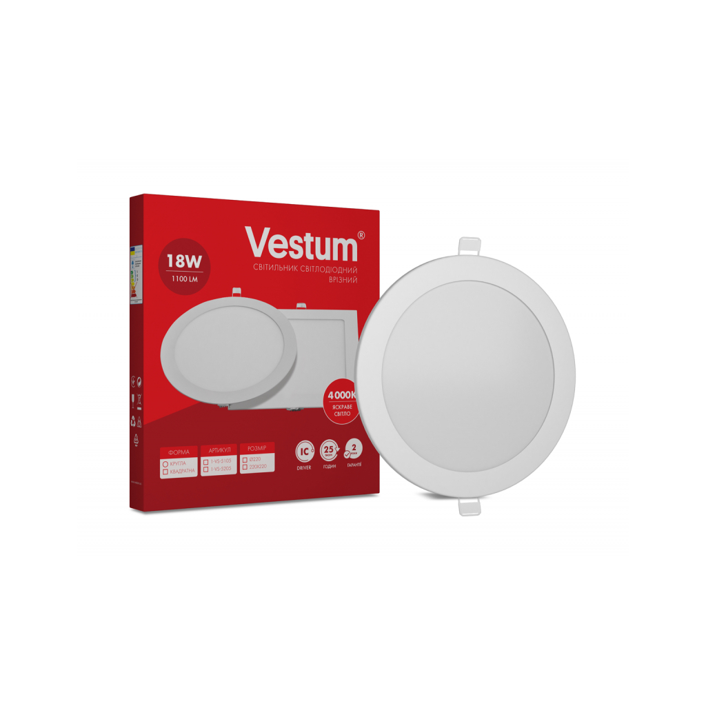 Світильник Vestum LED круглый 18W 4000K 220V (1-VS-5105) - зображення 1