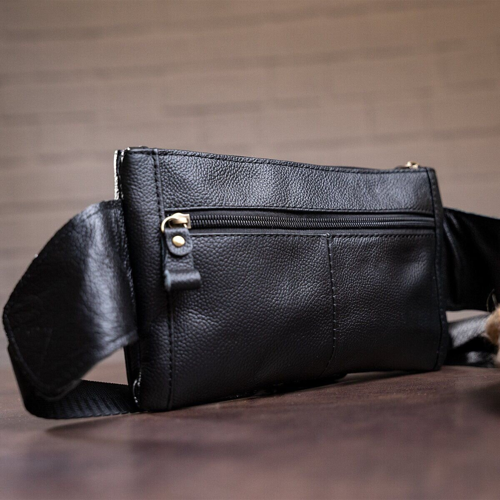 Сумка Vintage Бананка зі шкіри Чорна (14809) - зображення 5