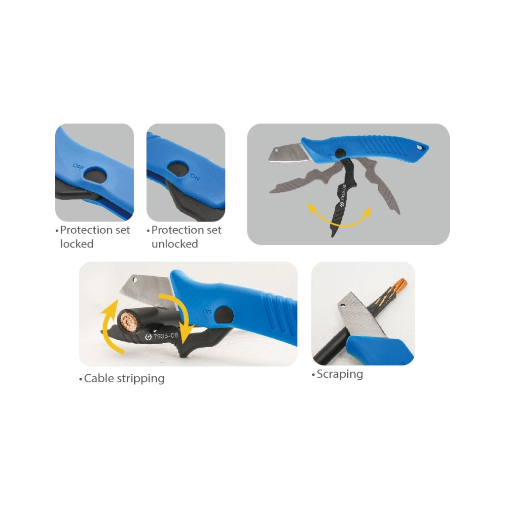 Ніж монтажний KING TONY для кабелів, зі змінним лезом (7935-08) - зображення 2