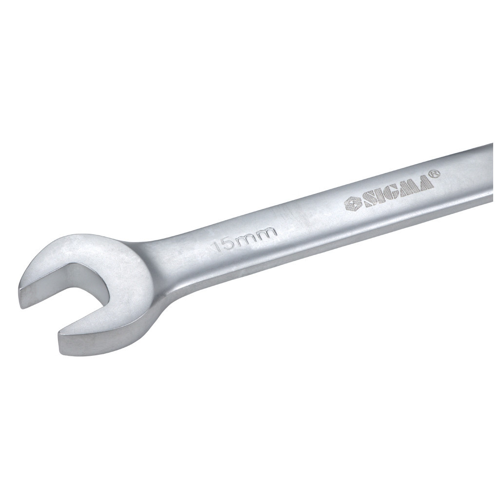 Ключ Sigma ріжково-накидний з тріскачкою 15мм CrV satine (6022151) - зображення 4