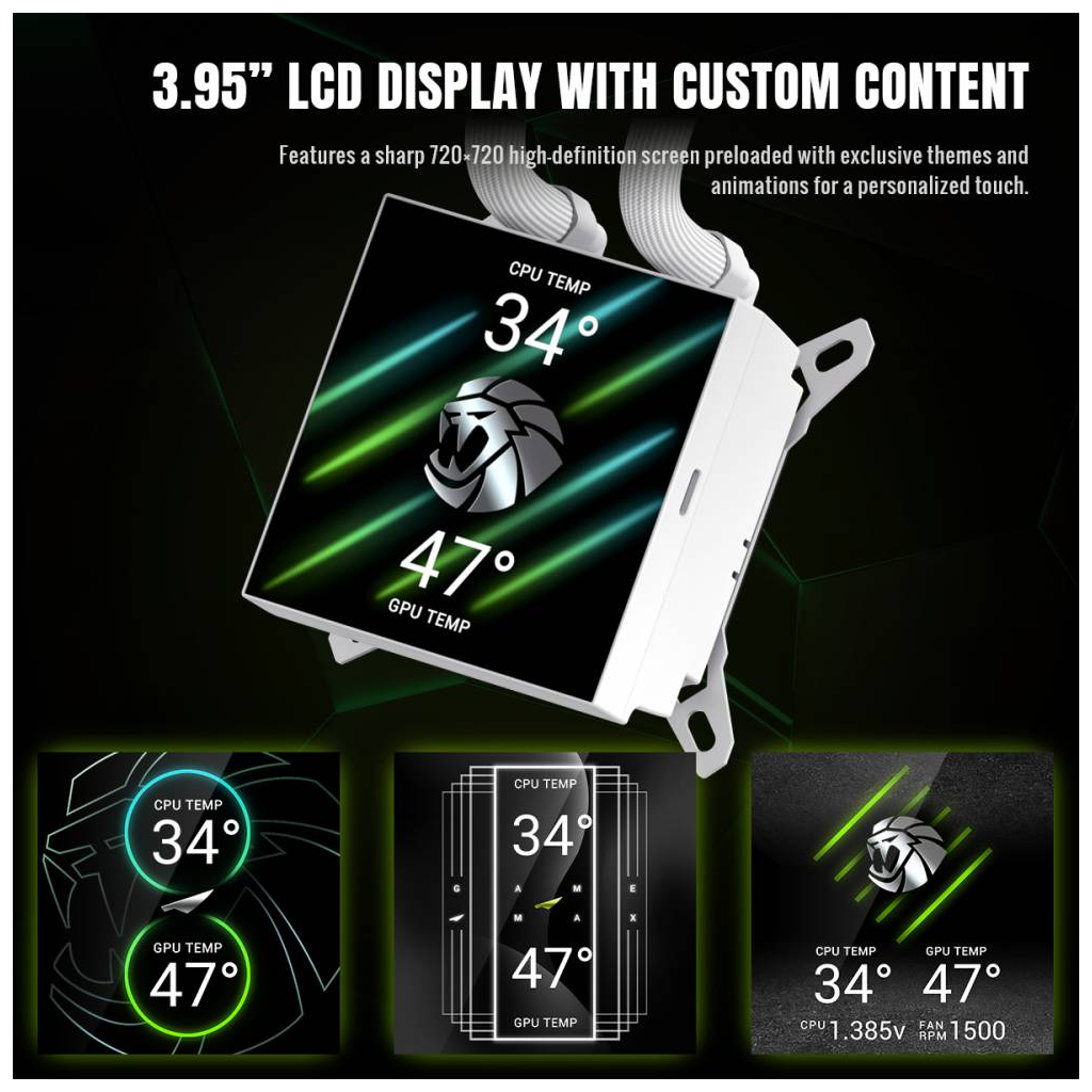 Система рідинного охолодження Gamemax GLACIER 240 LCD WH - зображення 10