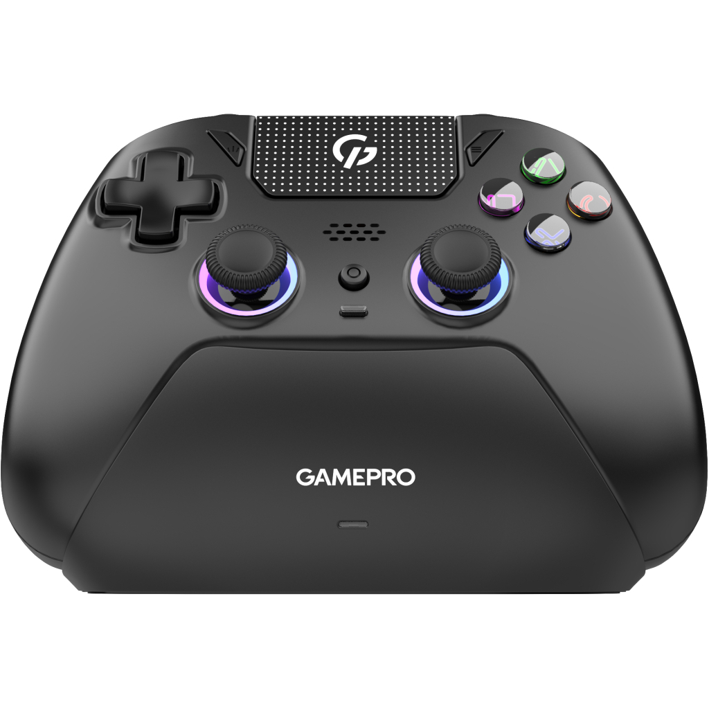 Геймпад GamePro із зарядною станцією 2.4G/BT 5.1/USB (Switch/PS/PC/iOS/Android) RGB Black (GPS20BDOC) - зображення 1
