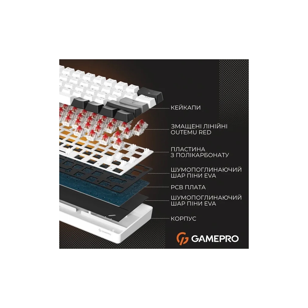 Клавіатура GamePro Genesis Infinity MK130BW Outemu Swithes USB White (MK130BW) - зображення 6