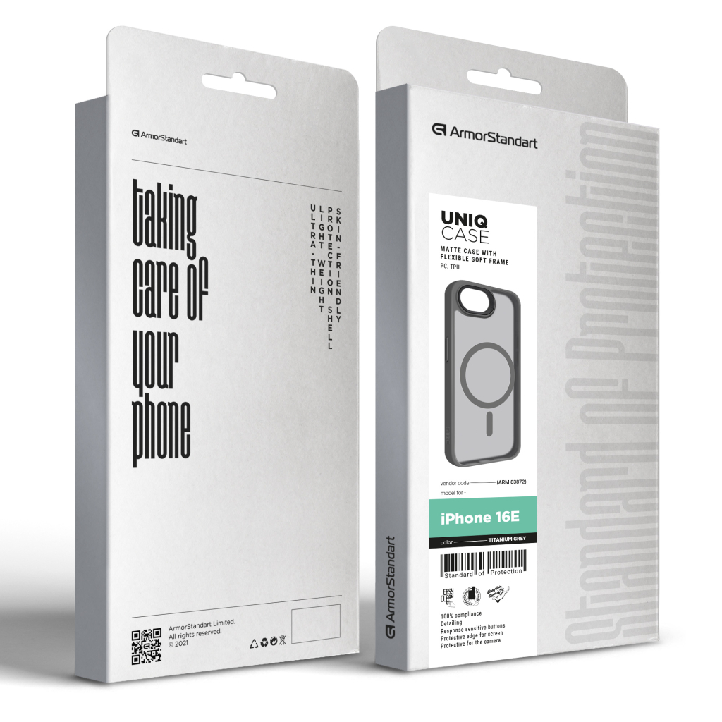 Чохол до мобільного телефона Armorstandart Uniq MagSafe Apple iPhone 16e Titanium Grey (ARM83872) - зображення 3