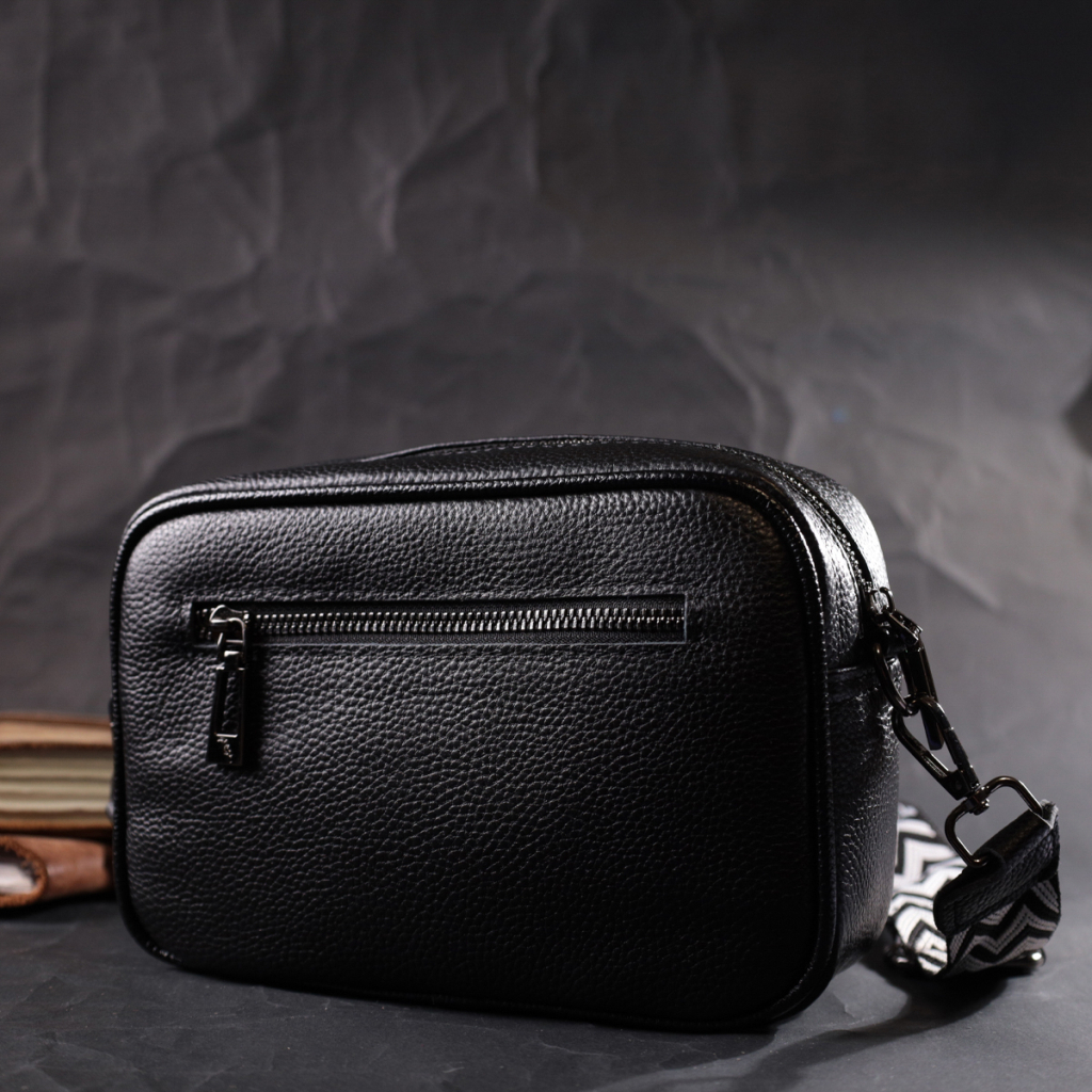 Сумка Vintage Жіноча з плетіннями з натуральної шкіри Чорна (22406) - зображення 8