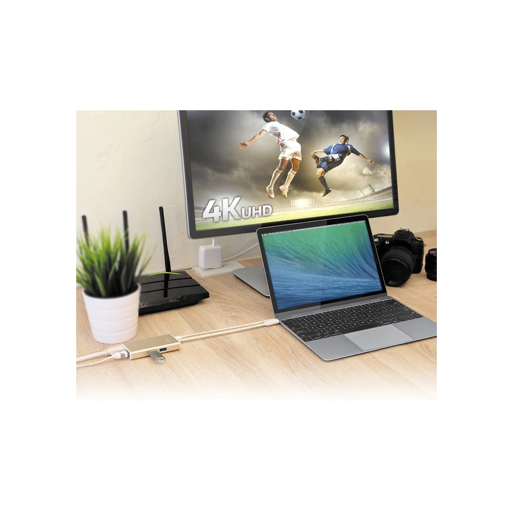 Концентратор J5create USB-C 5-in-1 2xUSB 3.0 + HDMI 4K + USB-C PD + RJ45 1000Mbps gray (JCA374-N) - зображення 7