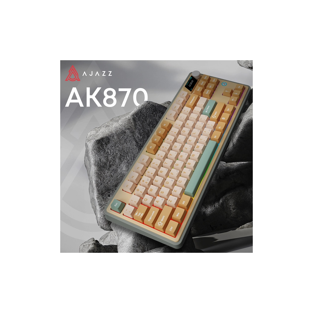 Клавіатура Ajazz AK870 Jasmine Switch Yellow RGB USB/Wireless/Bluetooth UA Brown (AK870-JS-YWG) - зображення 12