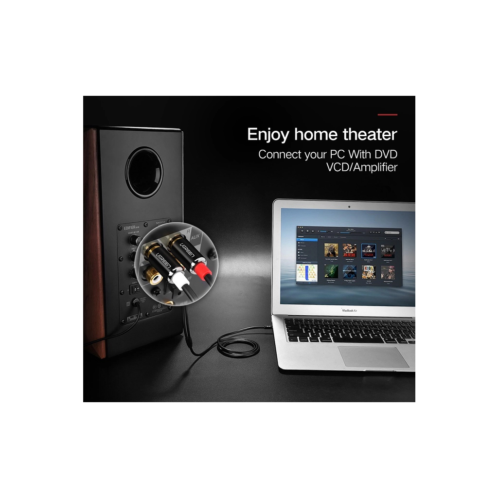 Кабель мультимедійний 3.5mm M to 2xRCA M 2.0m AV116 black Ugreen (10584) - picture 7