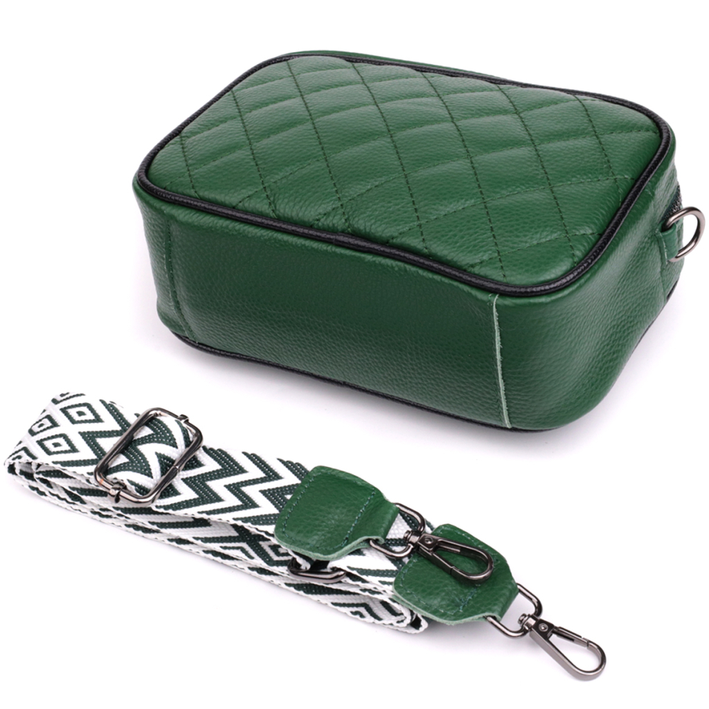 Сумка Vintage Стьобана жіноча з натуральної шкіри Зелена (22857) - зображення 5