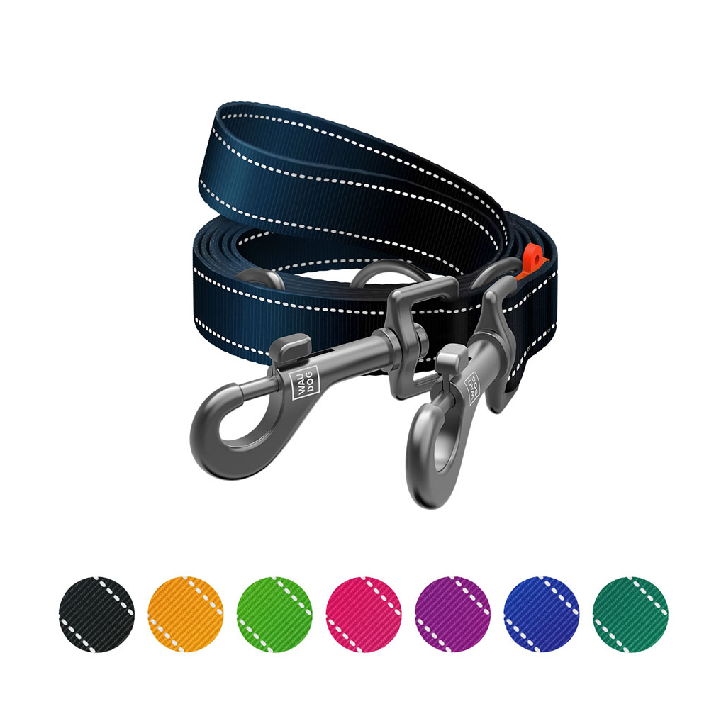 Повідець для собак WAUDOG Nylon Mono світловідбивний М чорний (46481) - зображення 5