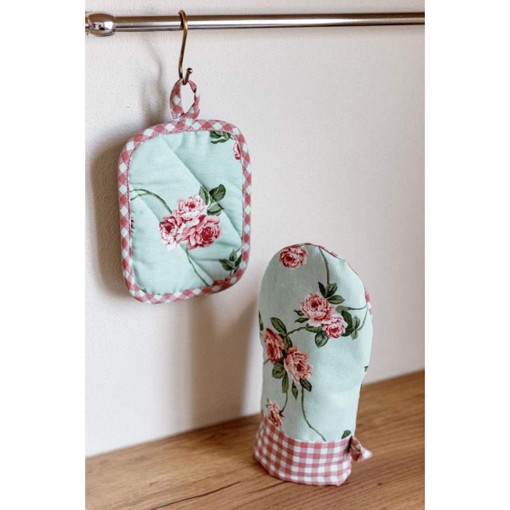 Кухонна прихватка Прованс Набір рукавиця 29х15 та прихватка 15х20 Трояндочки (035694) - изображение 4