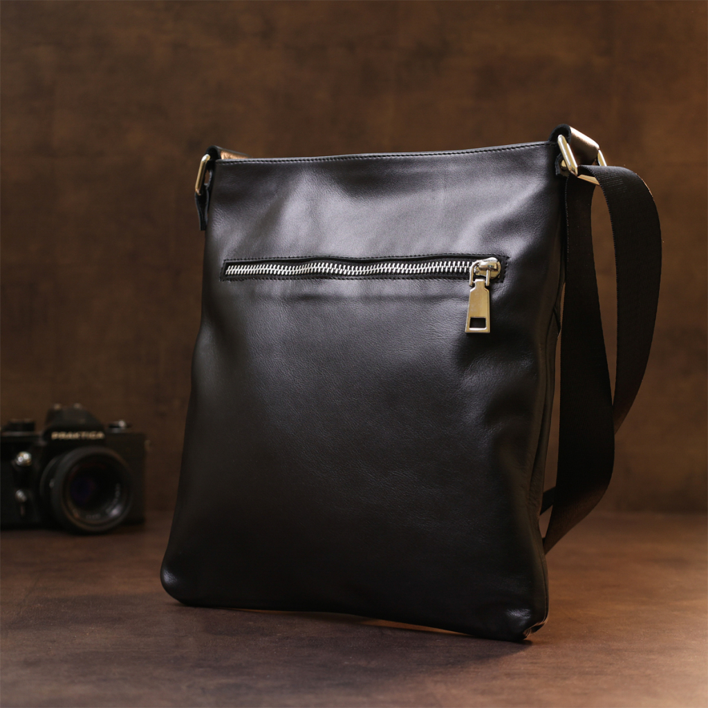 Сумка Shvigel Шкіряна через плече Чорна (11602) - зображення 8