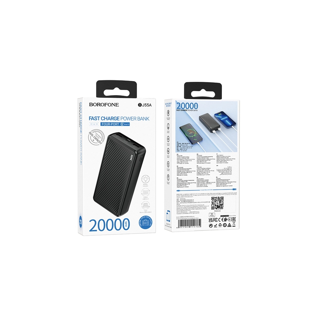 Батарея універсальна BOROFONE 20000mAh BJ55A Graceful Black (6941991111785) - зображення 4