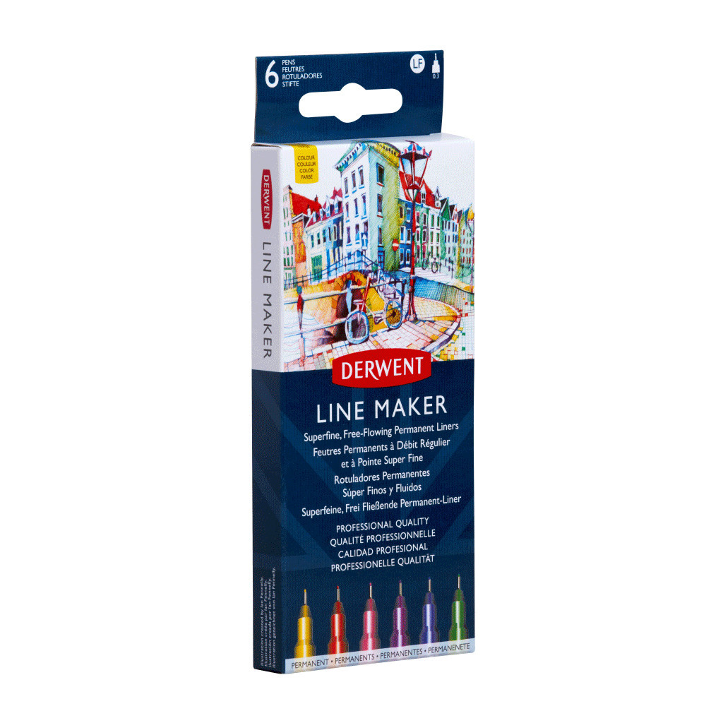 Лайнер Derwent набір Line Maker Colour 6 шт, кольорові (5028252595971) - зображення 2
