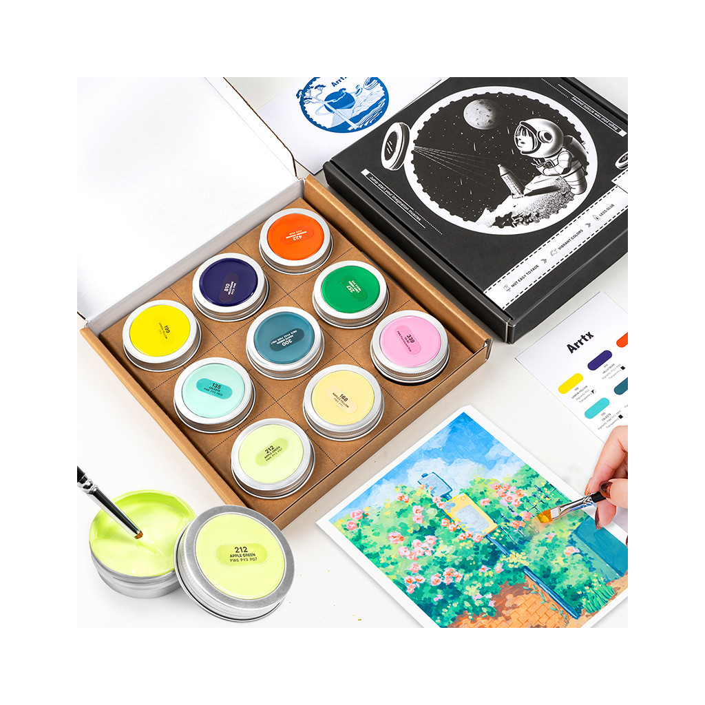 Гуашеві фарби Arrtx 9B, 9 кольорів (LC302925) - изображение 8