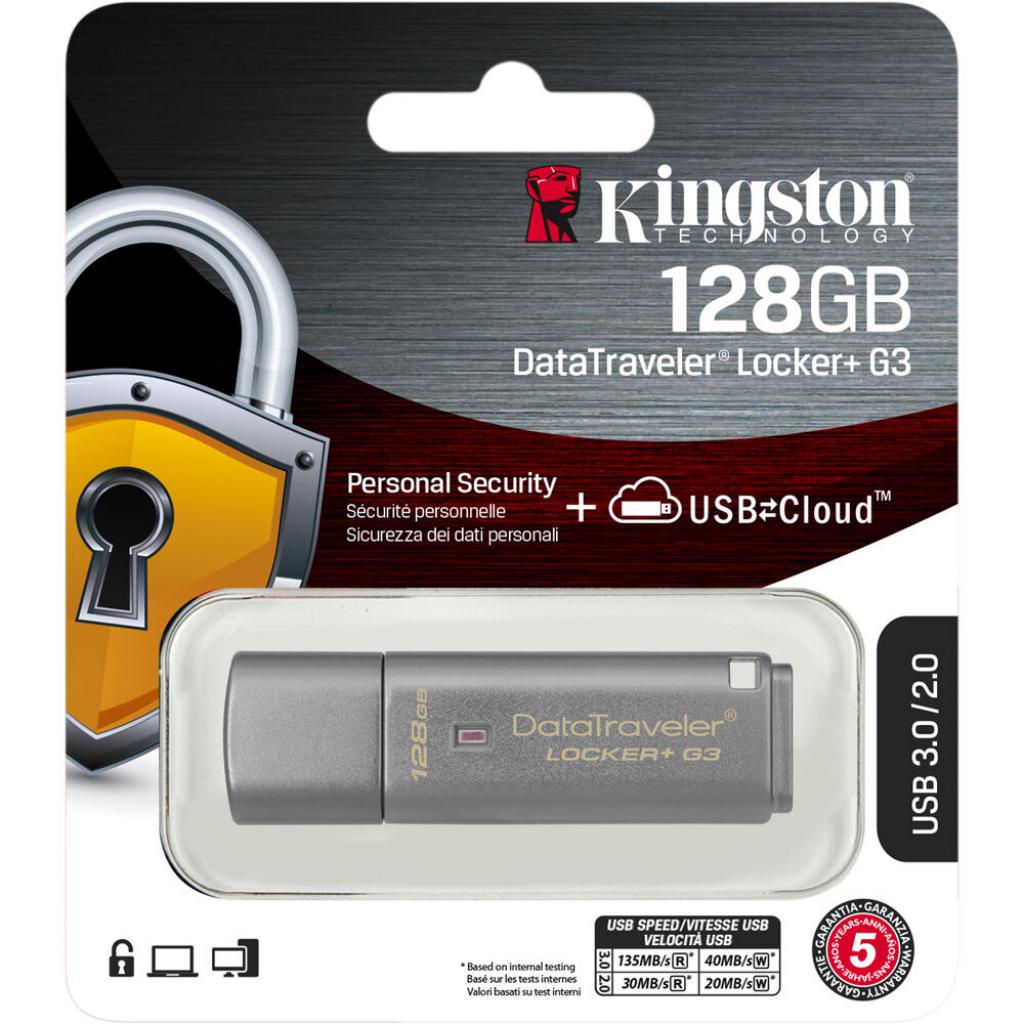USB флеш накопичувач Kingston 128GB DataTraveler Locker+ G3 USB 3.0 (DTLPG3/128GB) - зображення 5