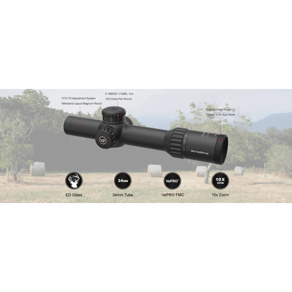 Оптичний приціл Vector Optics Continental 1-10x28 (34mm) illum. ED FFP VET-CTR (SCFF-47) - зображення 7