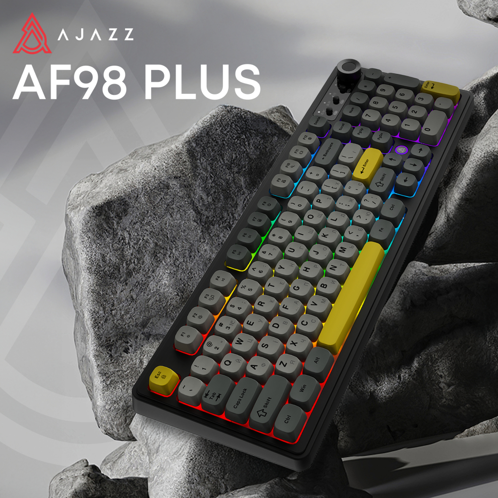Клавіатура Ajazz AF98 Plus Wireless/Bluetooth/USB UA Black/Grey/Yellow (AF98-PLUS-BGY) - изображение 6
