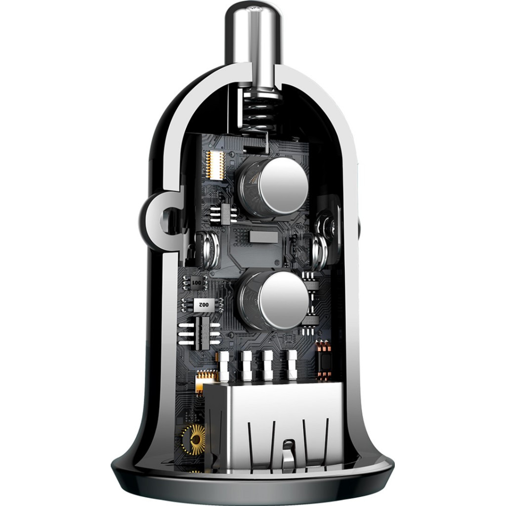 Зарядний пристрій Baseus Grain Pro Car Charger (Dual USB 4.8A ) USB Black (CCALLP-01) - зображення 5