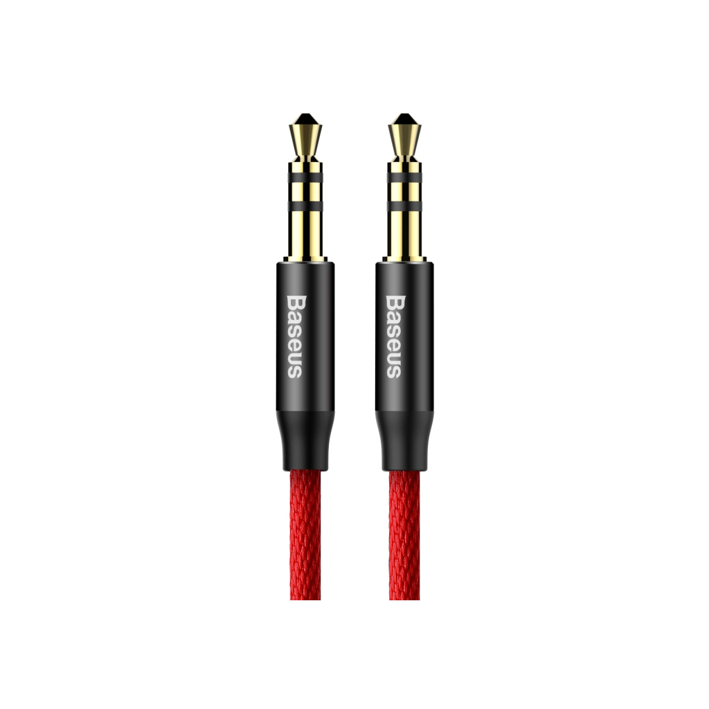 Кабель мультимедійний 3.5mm M to 3.5mm M 1.0m red-black Baseus (CAM30-B91) - зображення 1