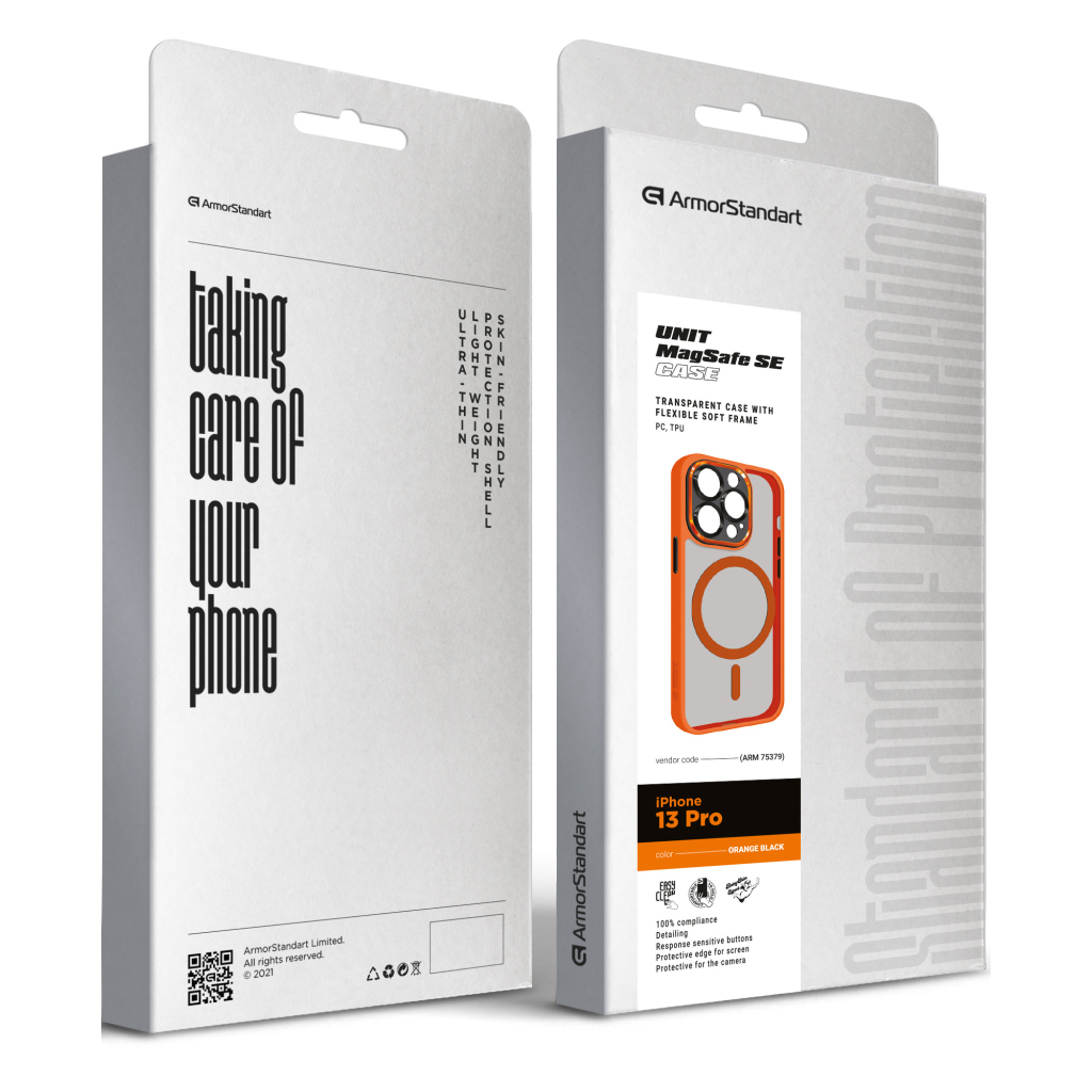 Чохол до мобільного телефона Armorstandart Unit MagSafe SE Apple iPhone 13 Pro Orange Black (ARM75379) - зображення 2