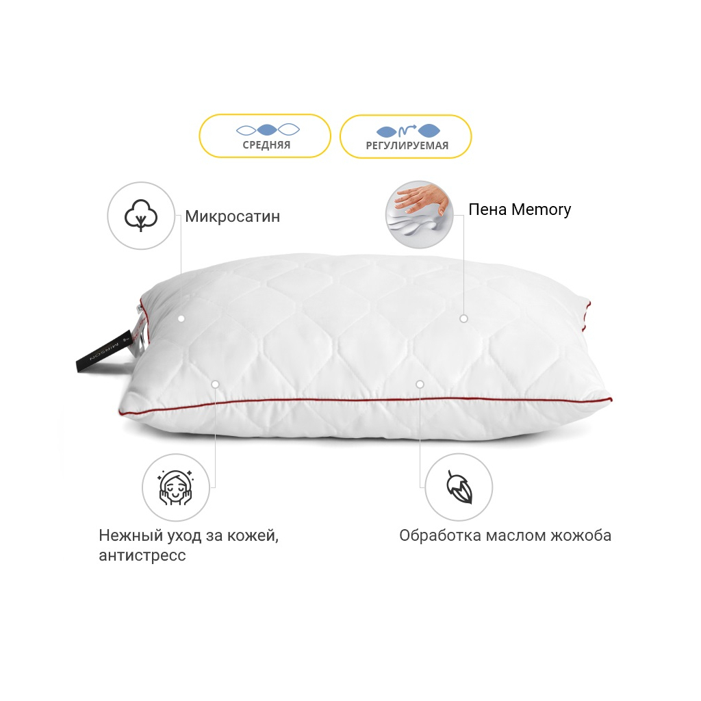 Подушка MirSon 1473 Eco Jojoba memory effekt Середня 50х70 см (2200001539938) - зображення 3