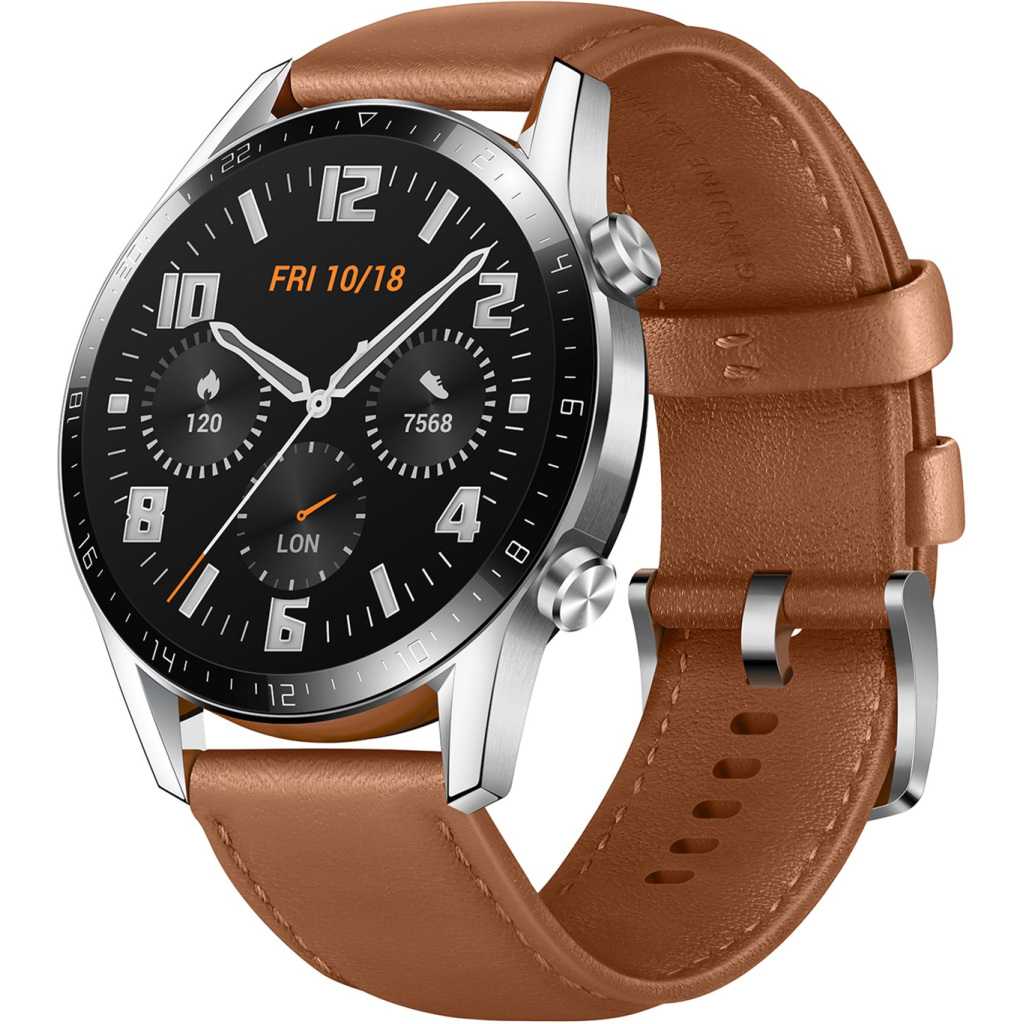 Смарт-годинник Huawei Watch GT 2 46mm Classic Silver BROWN шкіра (Latona-B19V) (55024470) - зображення 3