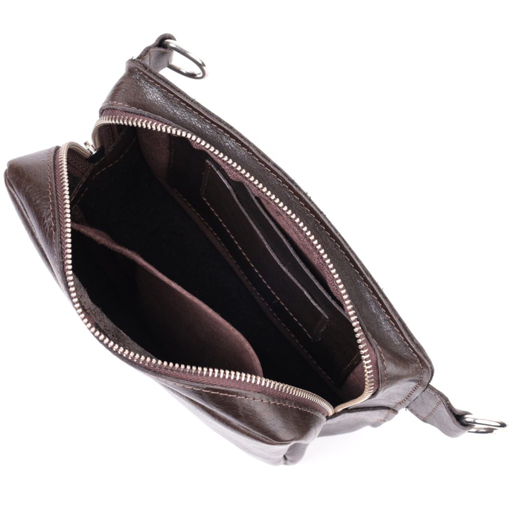 Сумка Grande Pelle Бананка з натуральної шкіри Коричнева (22575) - зображення 10