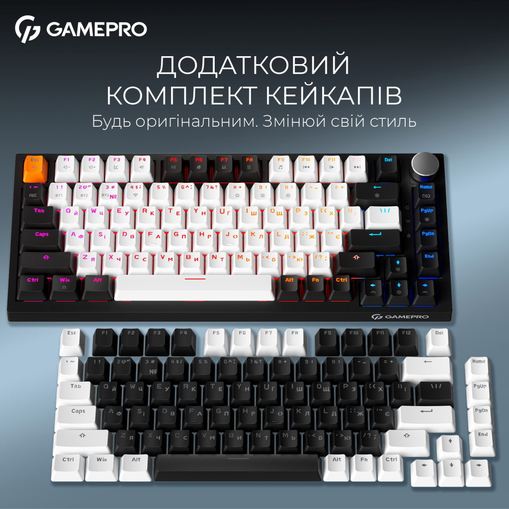 Клавіатура GamePro Asgard Valhalla MK160B Pro 75 RGB Wireless/Bluetooth/USB Black (MK160B Pro) - зображення 8