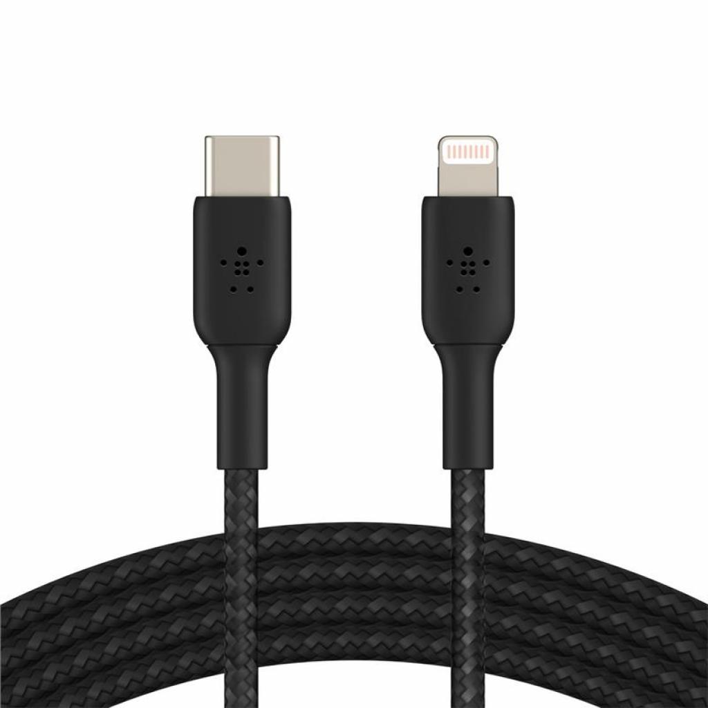Дата кабель USB 2.0 AM to Lightning 1.0m BRAIDED black Belkin (CAA004BT1MBK) - зображення 1