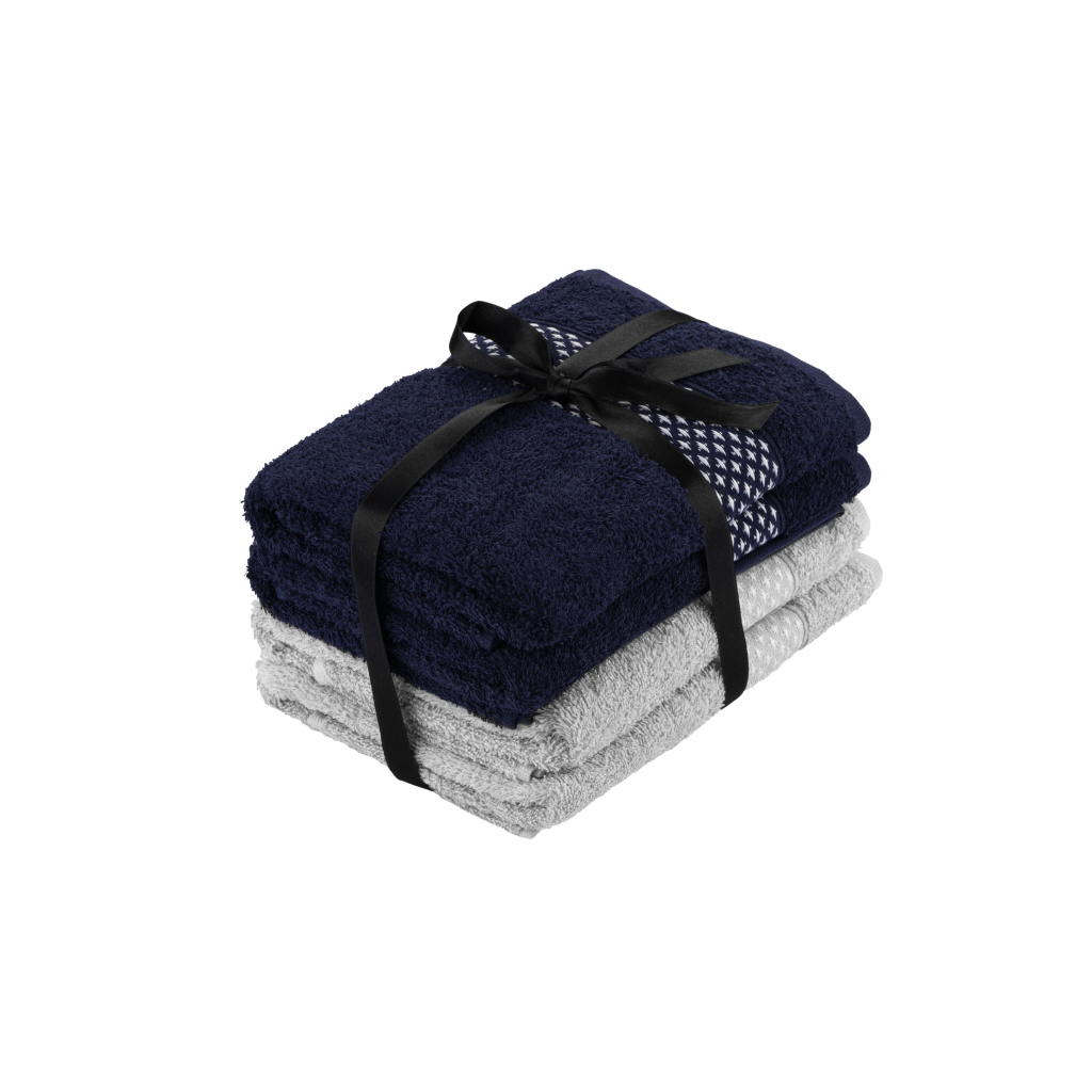 Рушник Ardesto набір 4 махрові Holiday Сріблястий / Індиго 50х90 см х 2 шт + 2 шт (ART2550IS) - зображення 1