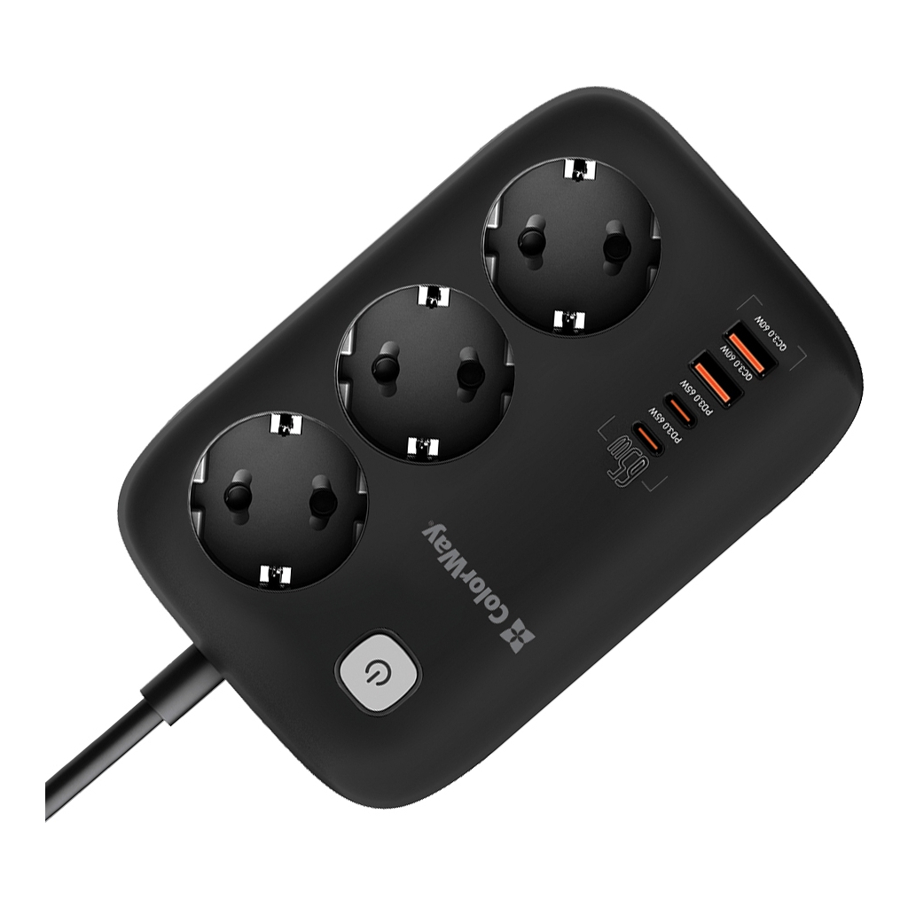Мережевий фільтр живлення ColorWay CW-CHE34PDB 3 роз/4USB GaN3 Pro (CW-CHE34PDB) - зображення 3