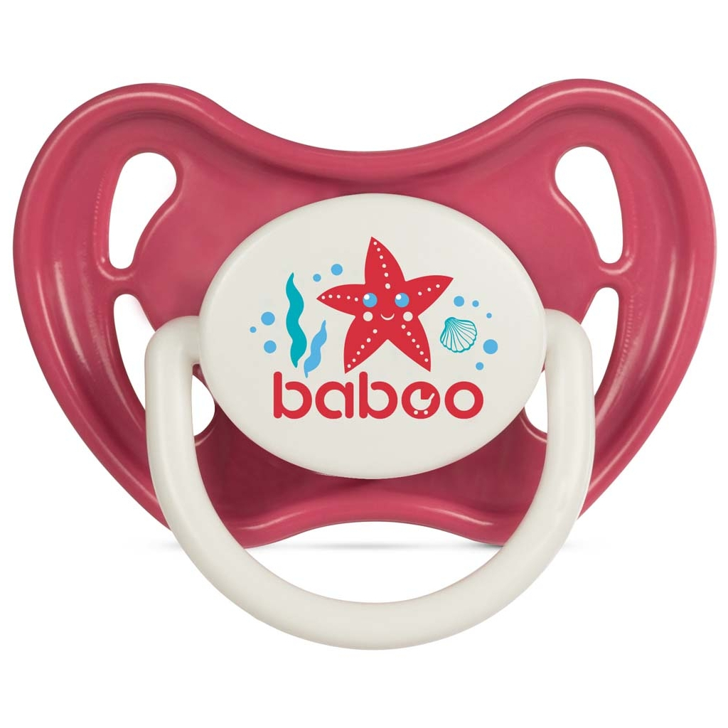 Пустушка Baboo латексна, червона, Sea Life, 6+ міс (5-041) - зображення 1