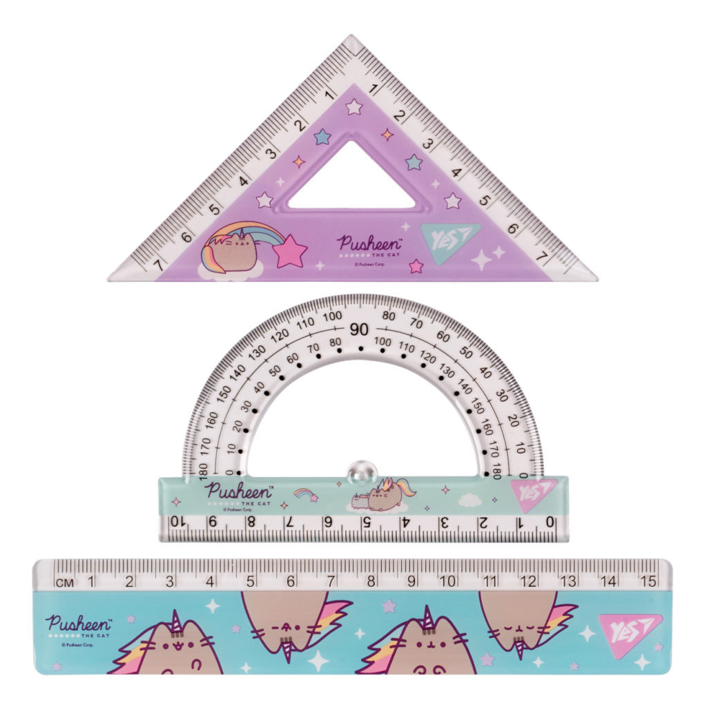 Лінійка Yes набір Pusheen, лінійка 15 см (3 предмети) (370675) - изображение 2