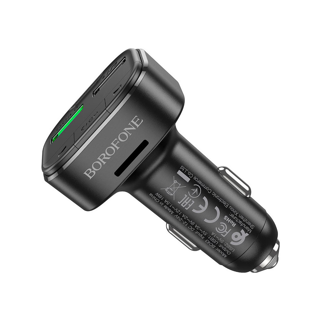 FM модулятор BOROFONE BC43 Flash 2 x USB Black (BC43B) - изображение 3