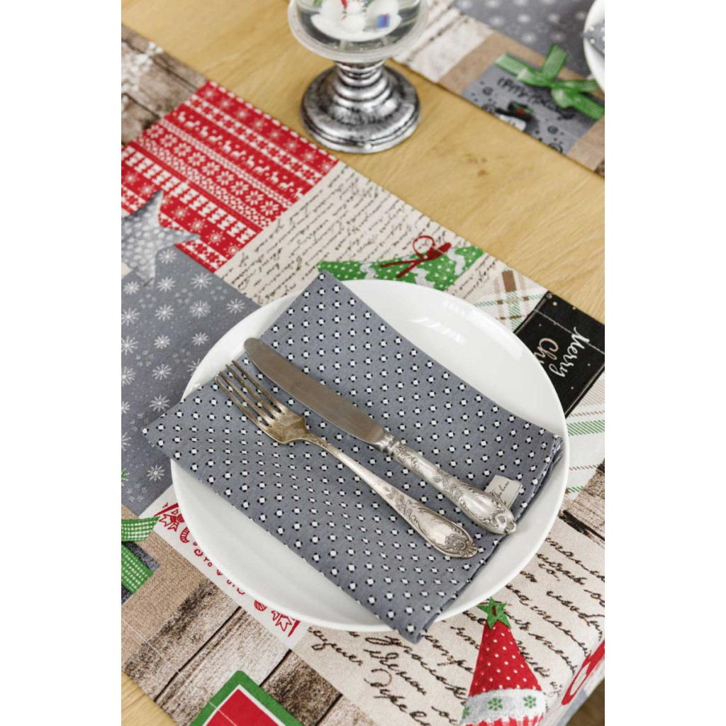 Серветка на стіл Прованс Merry Christmas сіра 35x45 см (4823093448780) - зображення 3
